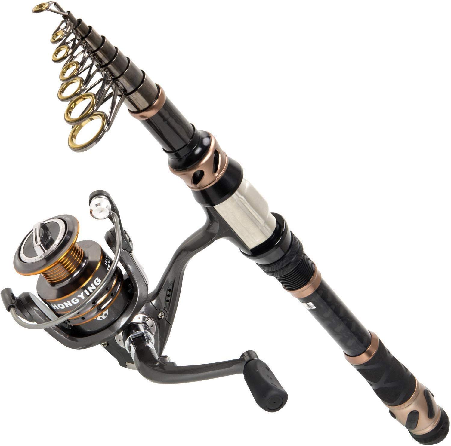 Carbon Fiber Spinning Fishing Rod and Reel Combo Hand Pole Spinning Reel Set 