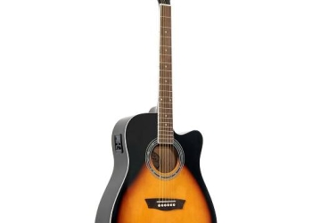 Washburn Vintage Series 6 String Acoustic-Electric Guitar, Right, Tobacco Sunburst (WA90CEVSB)